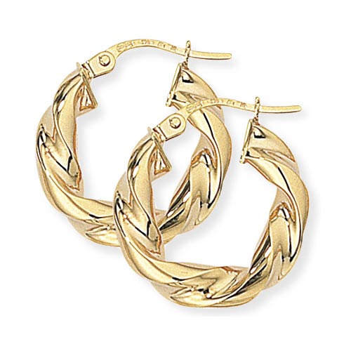 Gold Essentials 19mm Twisted Hoop Earrings In 9 Carat Yellow Gold
