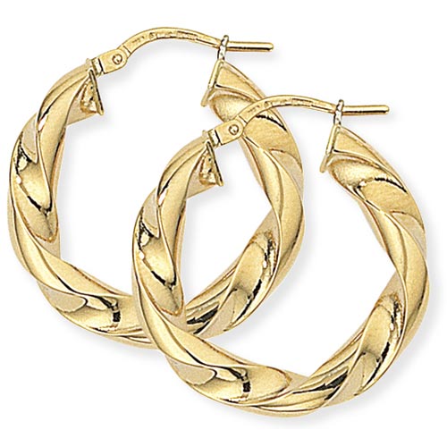 Gold Essentials 23mm Twisted Hoop Earrings In 9 Carat Yellow Gold
