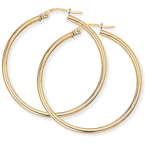 Gold Essentials 35mm Classic Hoop Earrings In 9 Carat Yellow Gold