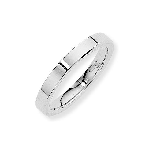 Gold Essentials 3mm Flat Court Band Ring Wedding Ring In 18 Ct White Gold