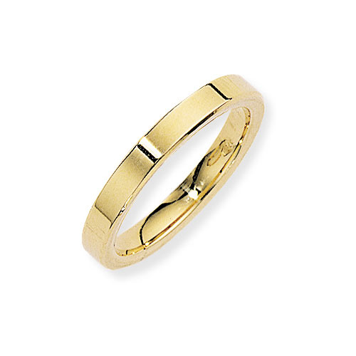Gold Essentials 3mm Flat Court Band Ring Wedding Ring In 18 Ct Yellow Gold