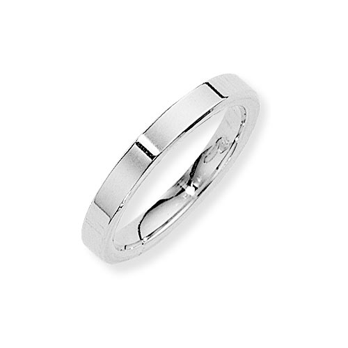 Gold Essentials 3mm Flat Court Band Ring Wedding Ring In 9 Ct White Gold