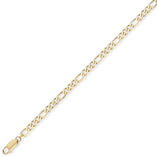 Gold Essentials 5 inch Childs Premium 3   1 Figaro Bracelet In 9 Carat Yellow Gold