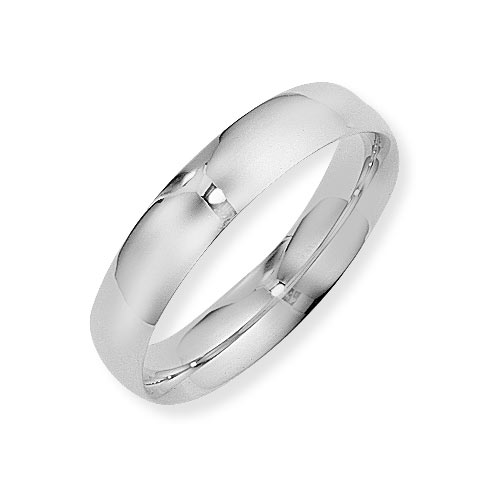 Gold Essentials 5mm Court Shape Wedding Ring In 18 Carat White Gold