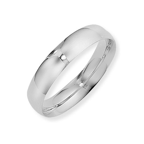 Gold Essentials 5mm Court Shape Wedding Ring In 9 Carat White Gold