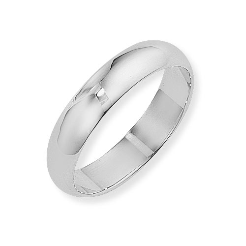 Gold Essentials 5mm D Shape Band Ring Wedding Ring In 18 Ct White Gold