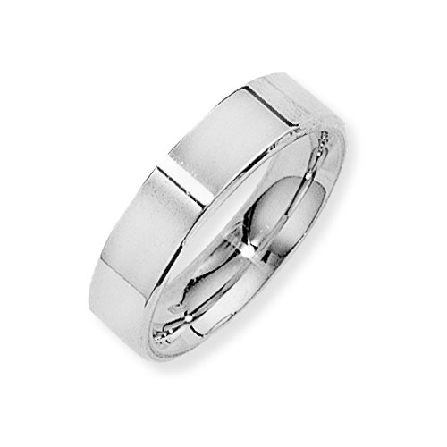 Gold Essentials 5mm Flat Court Band Ring Wedding Ring In 18 Ct White Gold