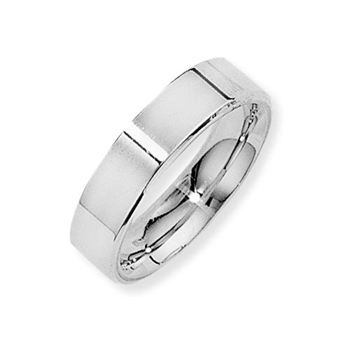 5mm Flat Court Band Ring Wedding Ring In 9 Ct White Gold