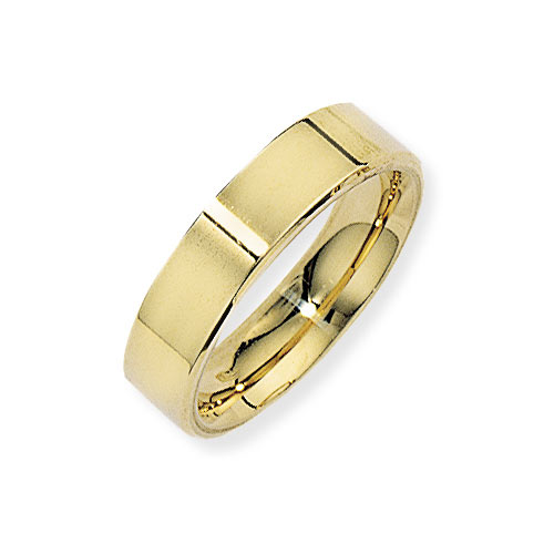 5mm Flat Court Band Ring Wedding Ring In 9 Ct Yellow Gold ring wedding