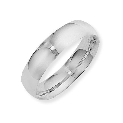 Gold Essentials 6mm Court Shape Band Ring Wedding Ring In 18 Carat White Gold