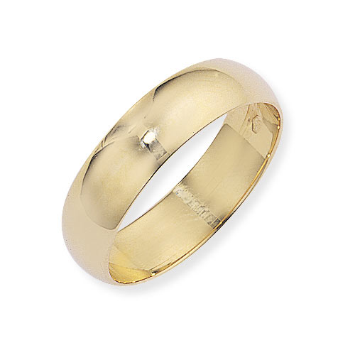 Gold Essentials 6mm D Shape Band Ring Wedding Ring In 18 Ct Yellow Gold