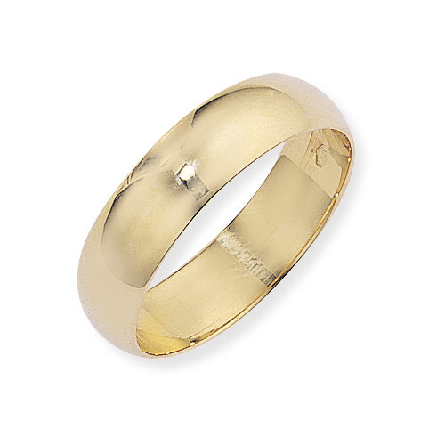 Gold Essentials 6mm D Shape Band Ring Wedding Ring In 9 Ct Yellow Gold