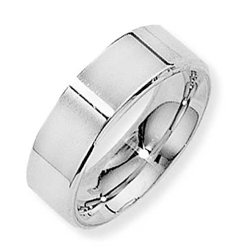 6mm Flat-Court Wedding Ring Band Wedding Ring Band In 9 Carat White Gold
