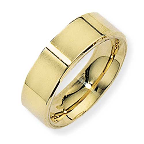 6mm Flat-Court Wedding Ring Band Wedding Ring Band In 9 Carat Yellow Gold