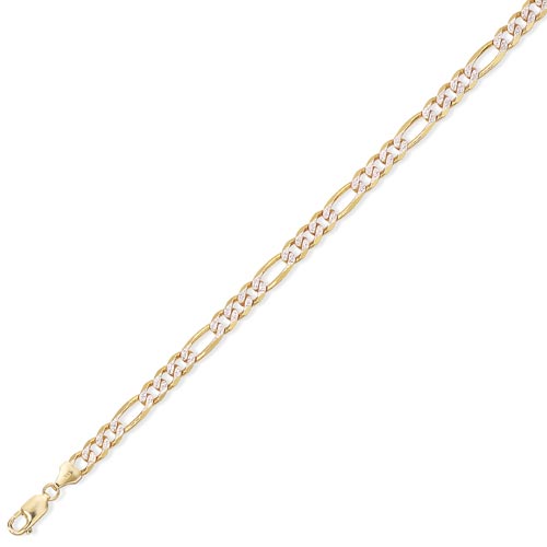 Gold Essentials 7.25 inch 3   1 Figaro Bracelet In 9 Carat Yellow Gold