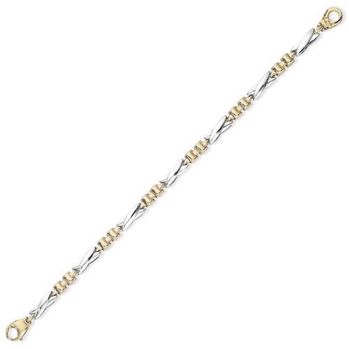 7.25 inch Cross Themed Bracelet In 9 Carat Yellow and White Gold