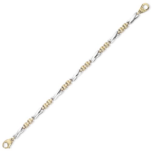 Gold Essentials 7.25 inch Cross Themed Bracelet In 9 Carat Yellow and White Gold