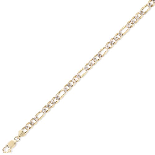 Gold Essentials 7.25 inch Fancy 3   1 Figaro Bracelet In 9 Carat Yellow Gold