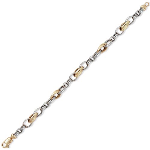 Gold Essentials 7.25 inch Fancy Belcher Bracelet In 9 Carat Yellow and White Gold