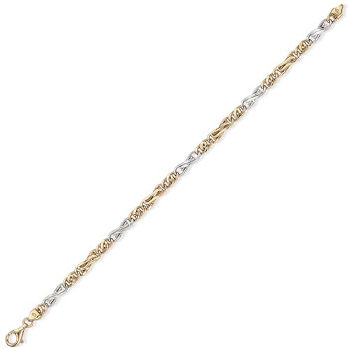 Gold Essentials 7.25 inch Fantasy Bracelet In 9 Carat Yellow and White Gold