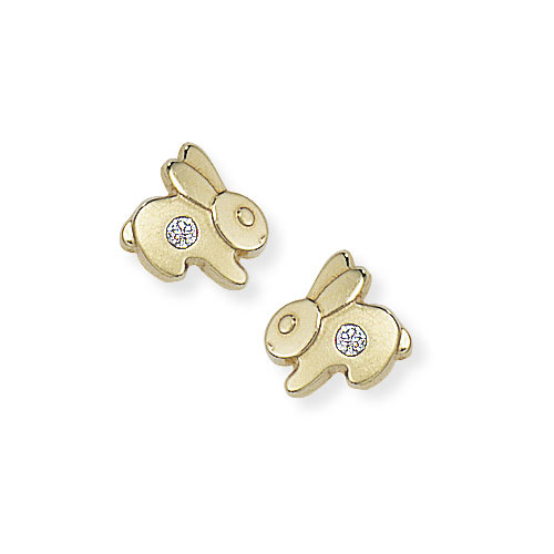 Gold Essentials 7mm Bunny Cubic Zirconia Stud Earrings In 9 Carat Yellow Gold