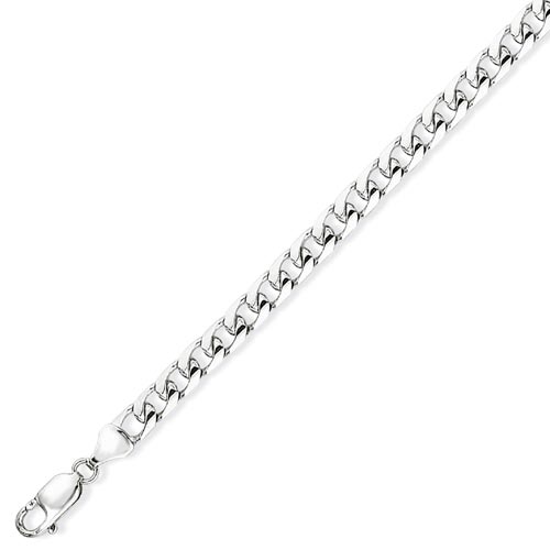 8.25 inch Bombe Curb Bracelet In 9 Carat White Gold