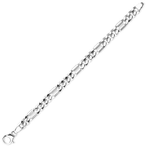 8.5 inch Gents Fancy Bracelet In 9 Carat White Gold