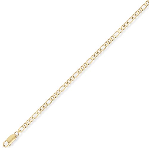 9 inch 3   1 Figaro Anklet In 9 Carat Yellow Gold