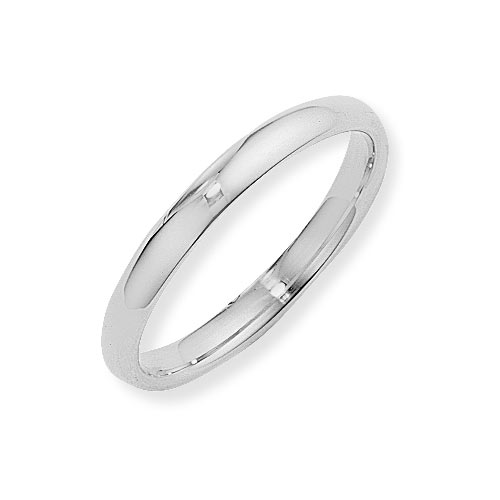 Gold Essentials 9ct White Gold Court Shape Wedding Ring- 3mm