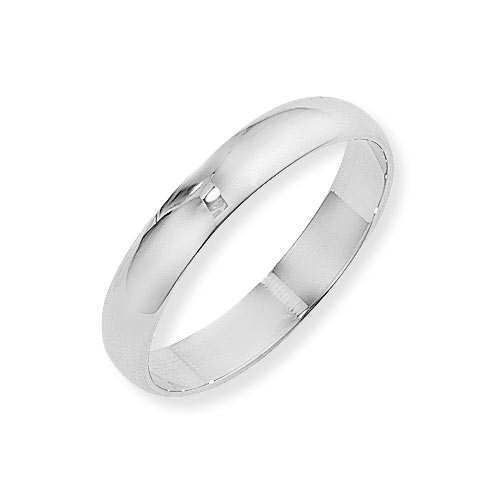 Gold Essentials 9ct White Gold D Shape Band Ring Wedding Ring- 4mm