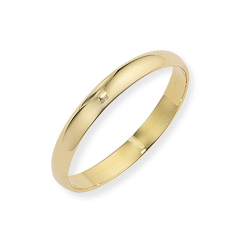 Gold Essentials 9ct Yellow Gold D Shape Wedding Ring- 3mm