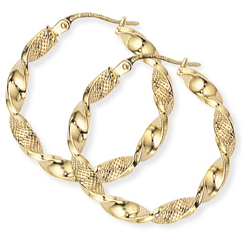 Gold Essentials 9ct Yellow Gold Twisted Earrings