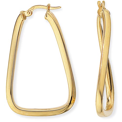 Gold Essentials Plain Tube Triangular Hoop Earrings In 9 Carat Yellow Gold