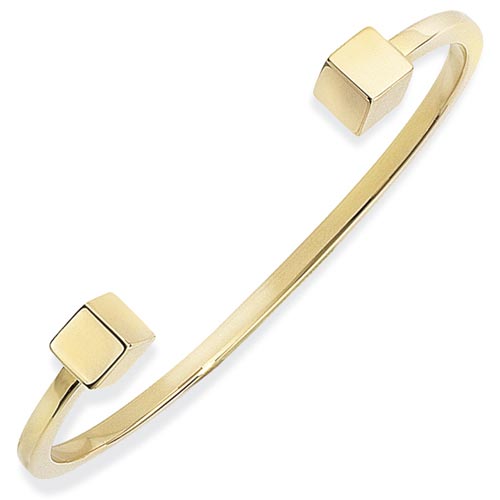 Solid Square Torque Bangle In 9 Carat Yellow Gold