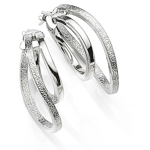 Gold Essentials Square Tube Hoop Earrings In 9 Carat White Gold