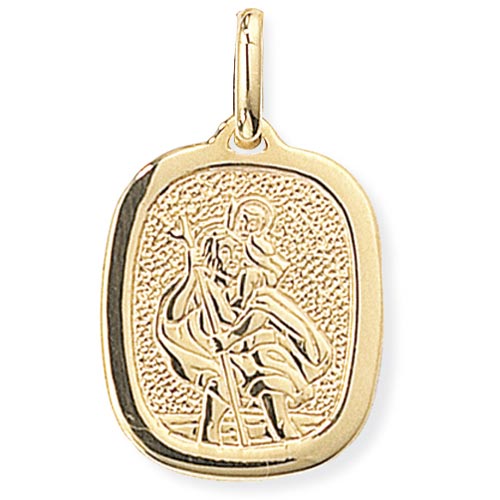 Gold Essentials St Christopher Rectangular Pendant In 9 Carat Yellow Gold
