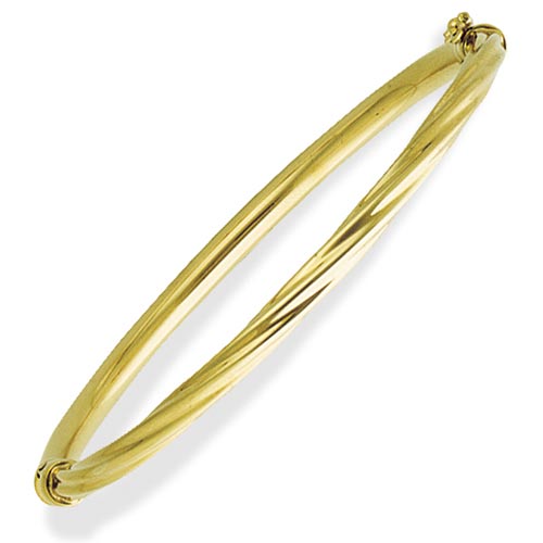 Two Tube Combination Bangle In 9 Carat Yellow Gold