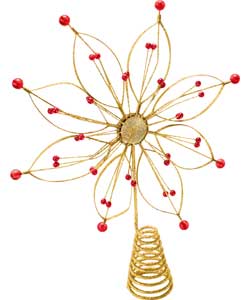 Gold Flower Shaped Metal Glitter Christmas Tree