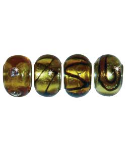Gold Glass Beads - Set of 4