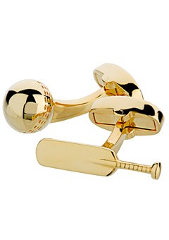Gold Plated Cricket Bat and Ball Cufflinks