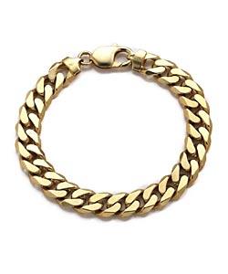 Gold Plated On Sterling Silver Mens Solid Curb