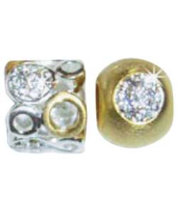 Gold Plated Silver Crystal Charm and Sterling Silver Rundel