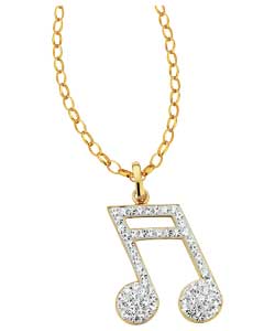 gold Plated Silver Crystal Musical Note Pendant