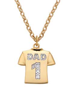 Gold Plated Silver Cubic Zirconia Dad Football Shirt Pendant