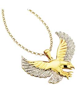 Gold Plated Silver Cubic Zirconia Eagle Pendant