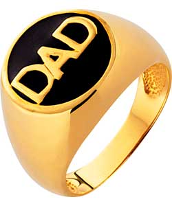 Gold Plated Silver Enamel Dad Ring
