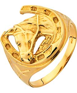 Gold Plated Silver Gents Horseshoe Ring