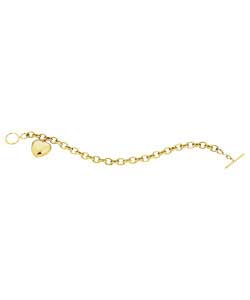 Plated Silver Heart Dropper Belcher T-Bar Bracelet