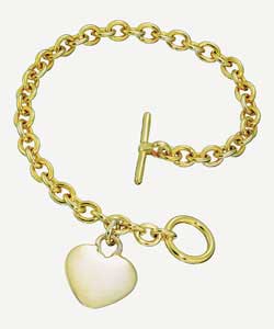 Gold Plated Silver Heart T-Bar Bracelet