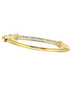 Plated Silver Princess Cut Cubic Zirconia Bangle